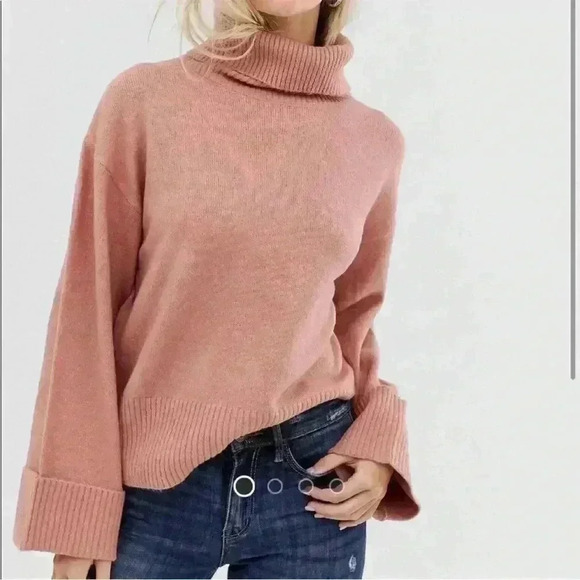 Vila burnt rose wide sleeve turtleneck viann rollneck top sweater size small - Picture 1 of 9